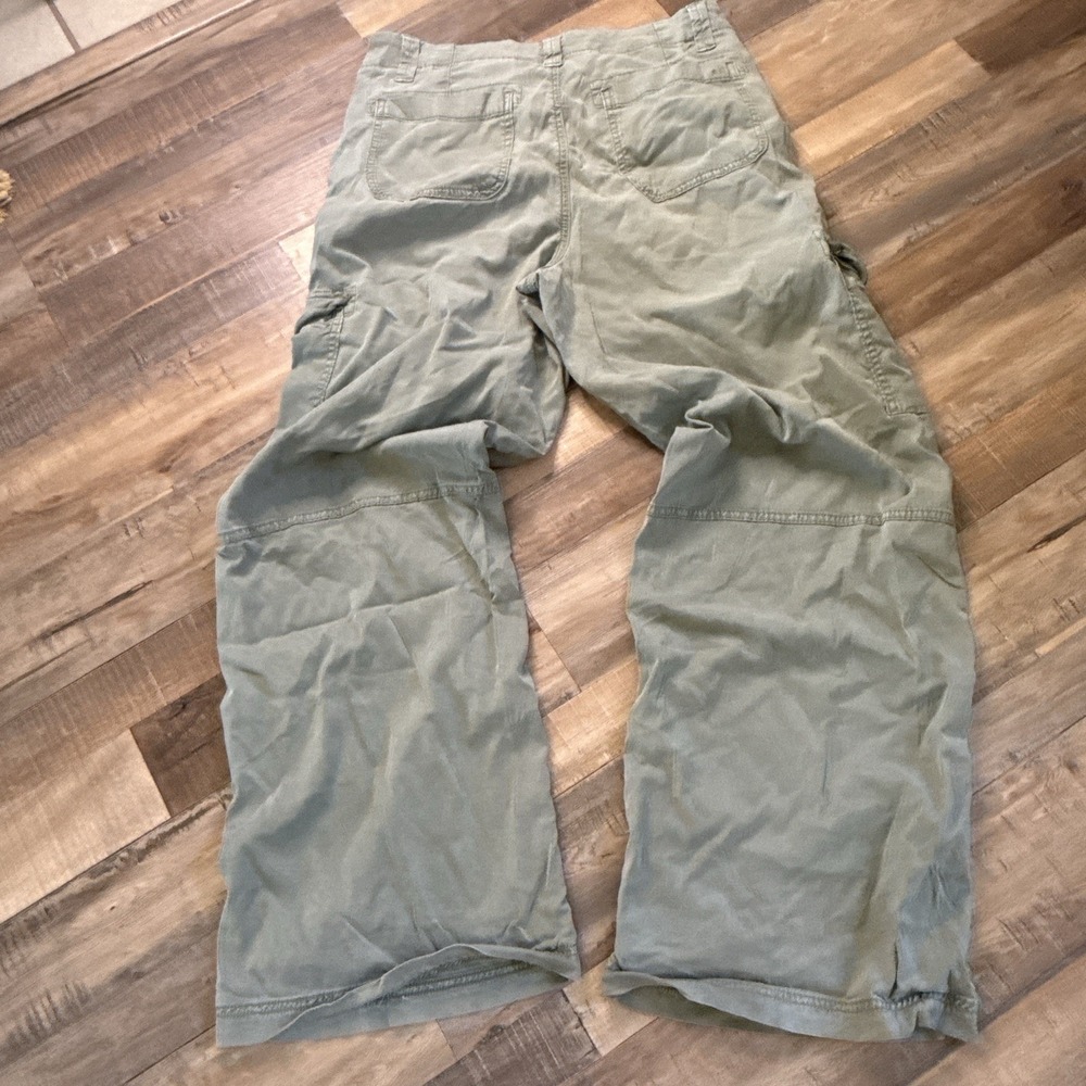 American Eagle Womens 10 Olive Stretch High Rise Baggy Wide Leg Cargo Pants - Picture 9 of 10